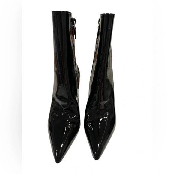 NWOB Stuart Weitzman Patent Leather Black Wedge Booties in size 6 - Picture 9 of 12